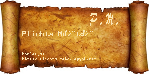 Plichta Máté névjegykártya